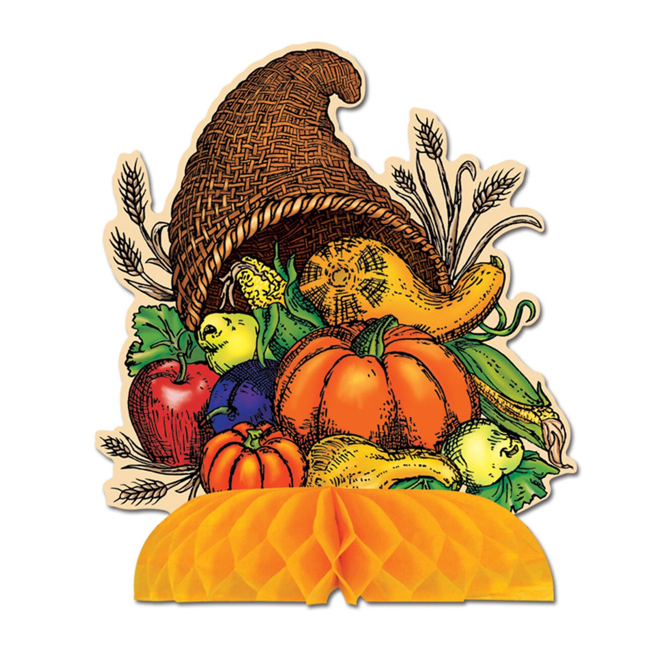 Beistle Club Pack of 12 Fall Thanksgiving Cornucopia Table Centerpiece 9"